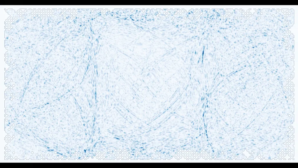 Sound propogating in an irregular structure.